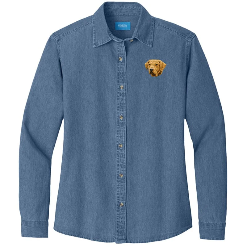 Chesapeake Bay Retriever Embroidered Women's Denim Shirt