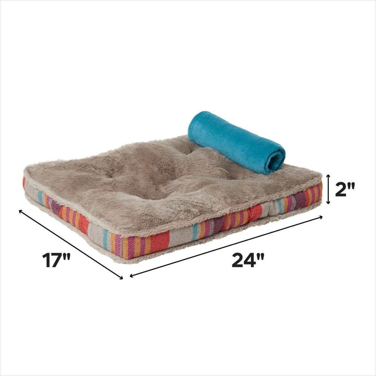 American Kennel Club AKC Blanket & Burlap Stripes Pillow Dog Bed - Image 2