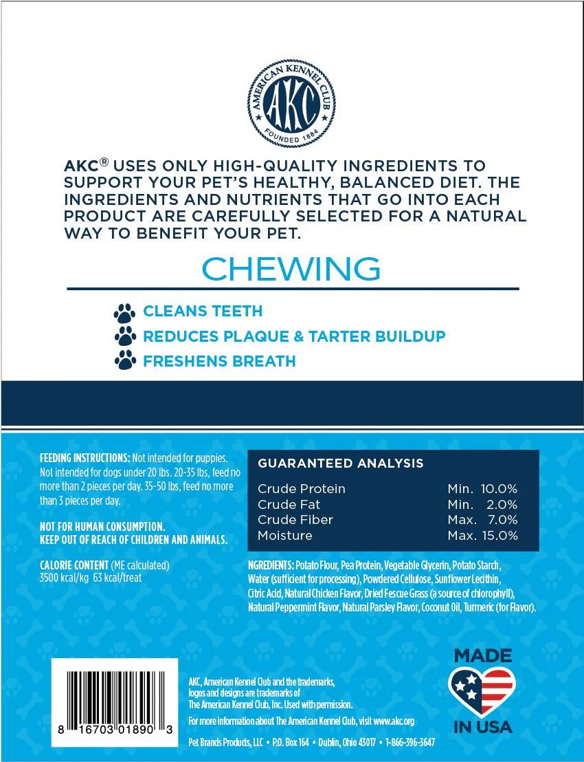American Kennel Club Treats AKC Natural Dental Chews Dog Treats, Large, 4 count - Image 2