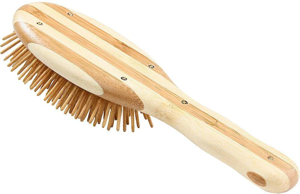Bass Brushes The Green Dog Oval Brush, Bamboo-Stiped Finish, Small - Image 3