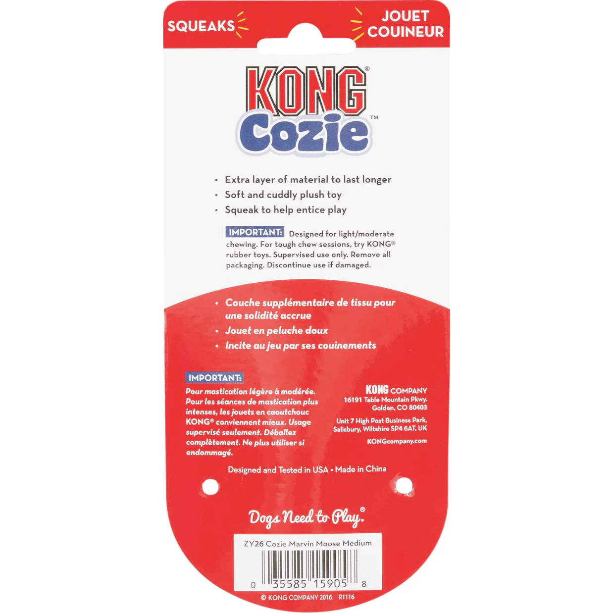 KONG Cozie Marvin the Moose Plush Dog Toy - Image 2