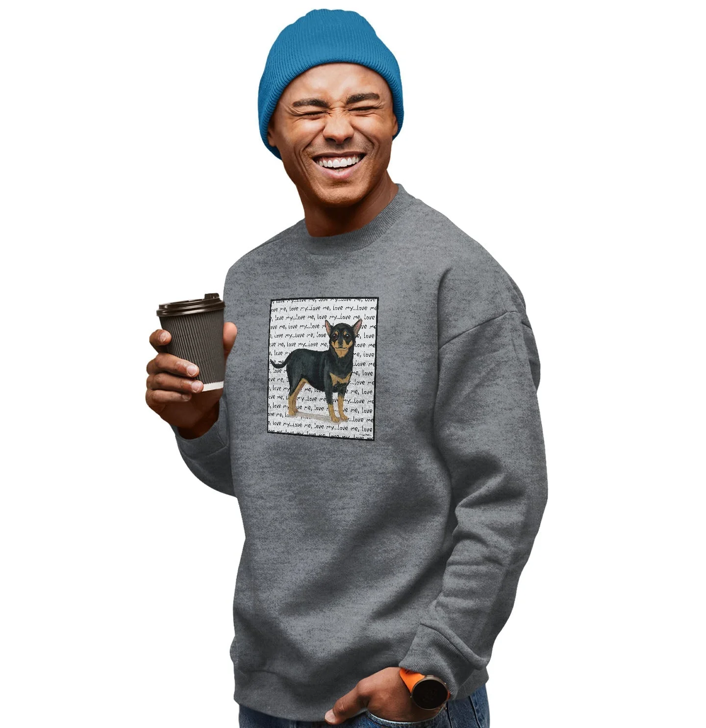 Chihuahua Love Text - Adult Unisex Crewneck Sweatshirt