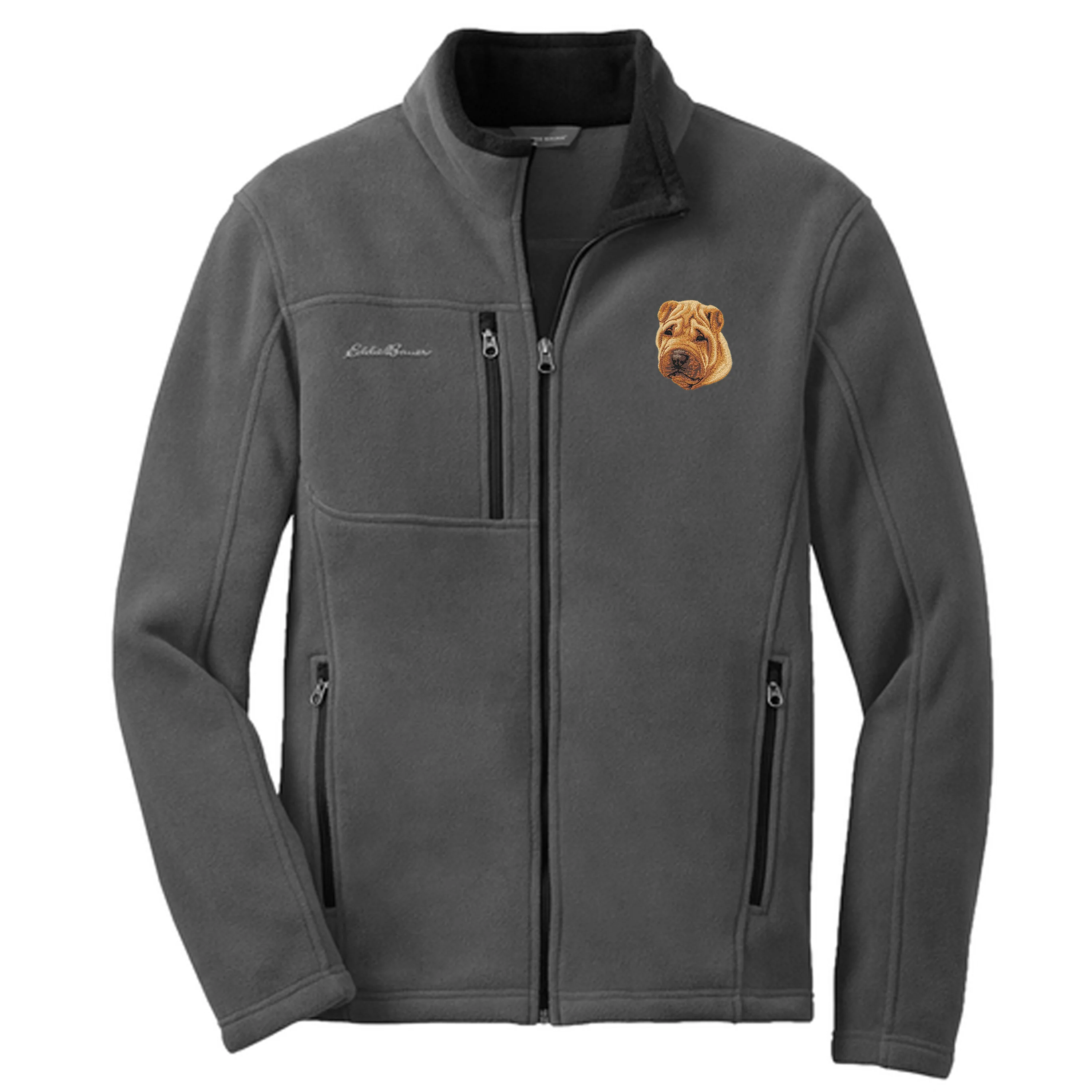 Chinese Shar-Pei Embroidered Men's Fleece Jacket
