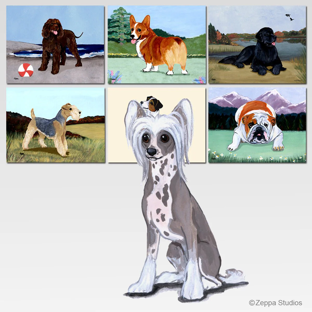 Chinese Crested Scenic Cutting Board