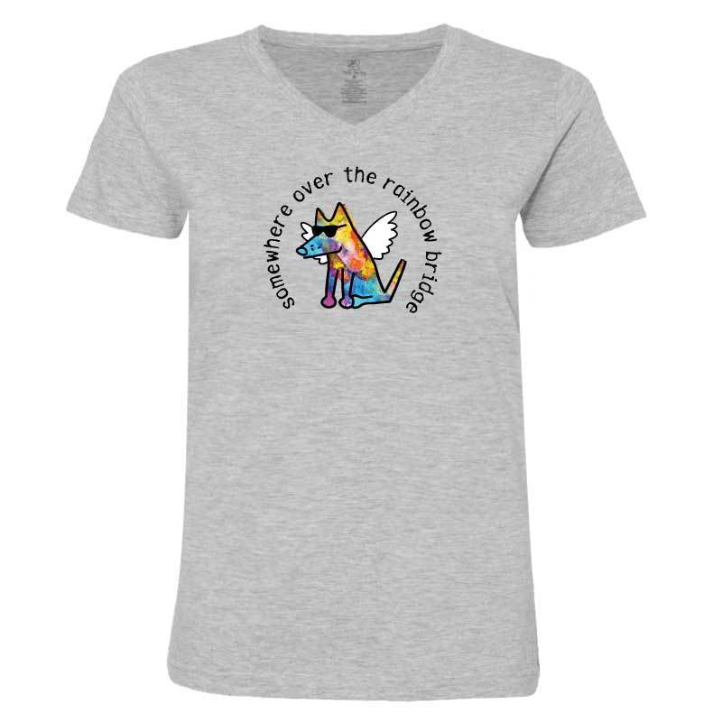 Somewhere Over The Rainbow Bridge - Ladies T-Shirt V-Neck - Image 2