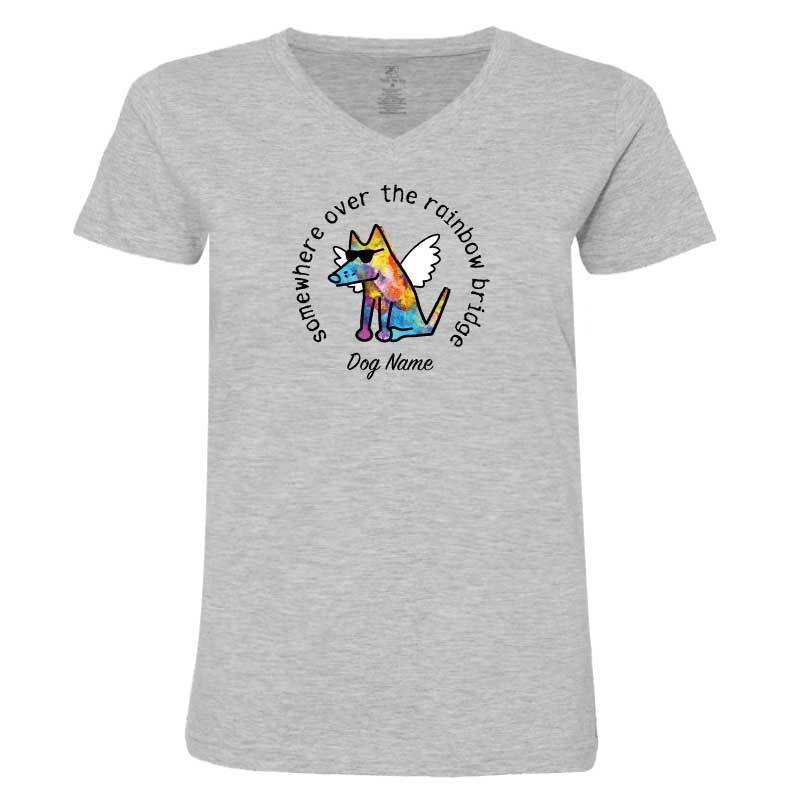 Somewhere Over The Rainbow Bridge - Ladies T-Shirt V-Neck - Image 4