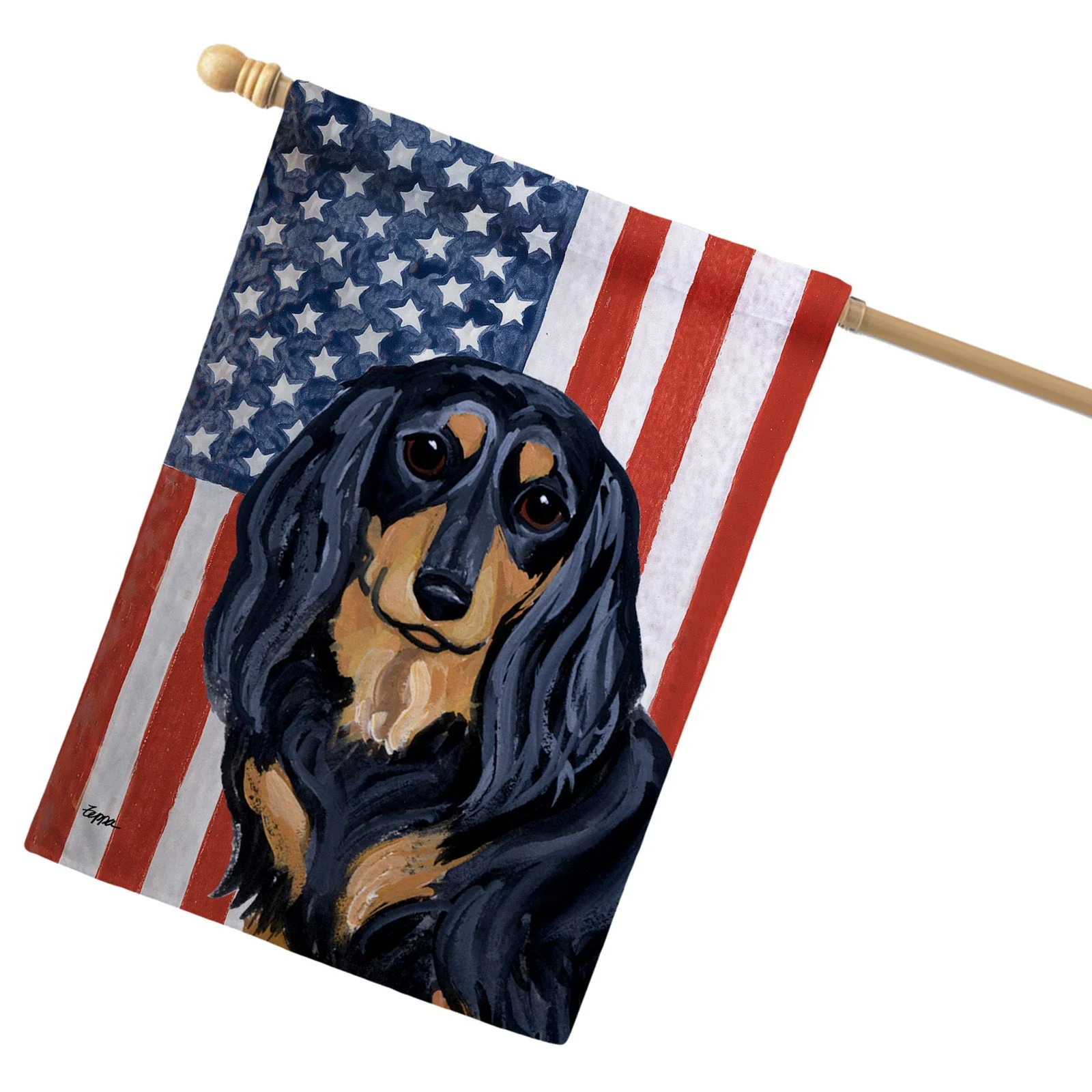 Dachshund Americana House Flag - Image 2