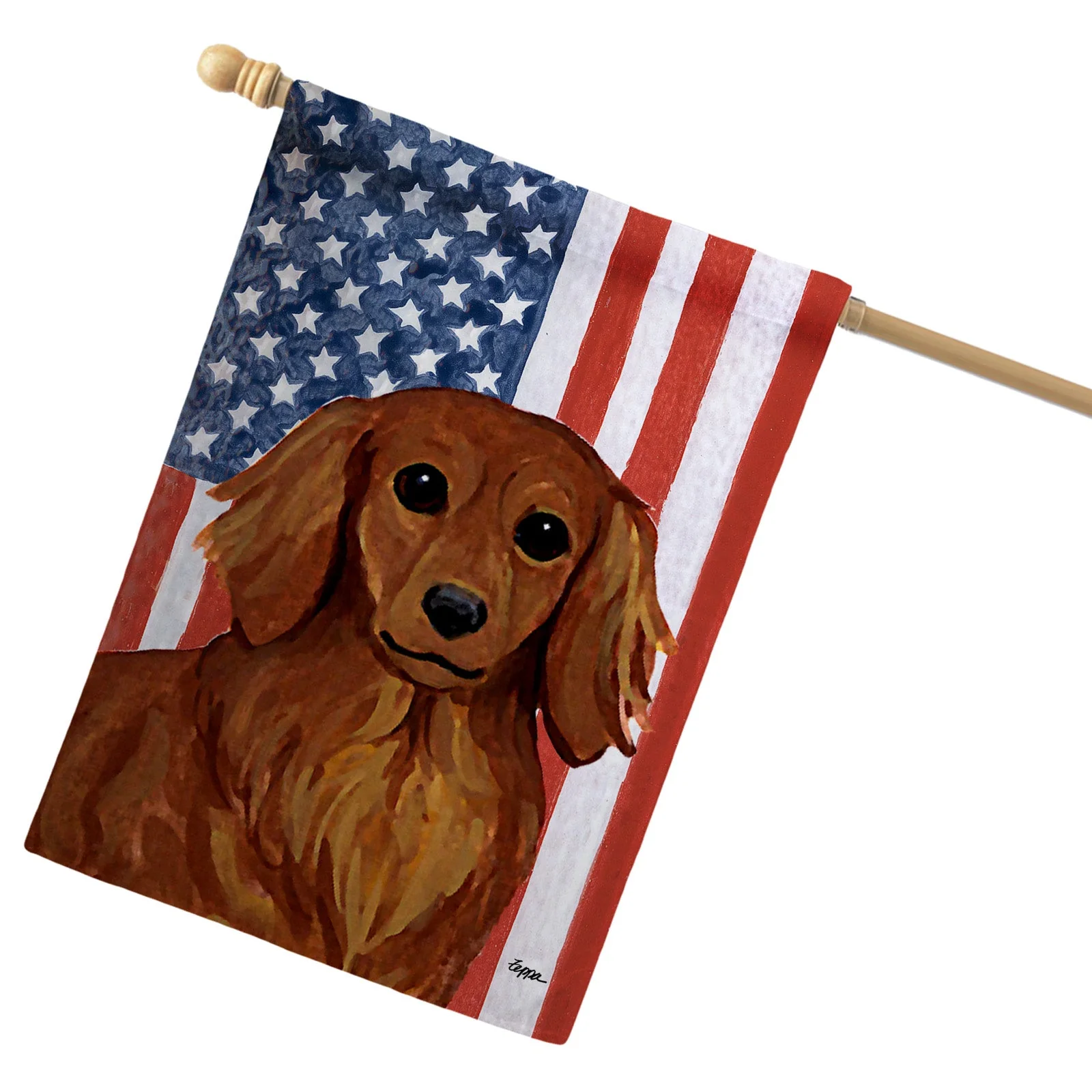 Dachshund Americana House Flag - Image 3