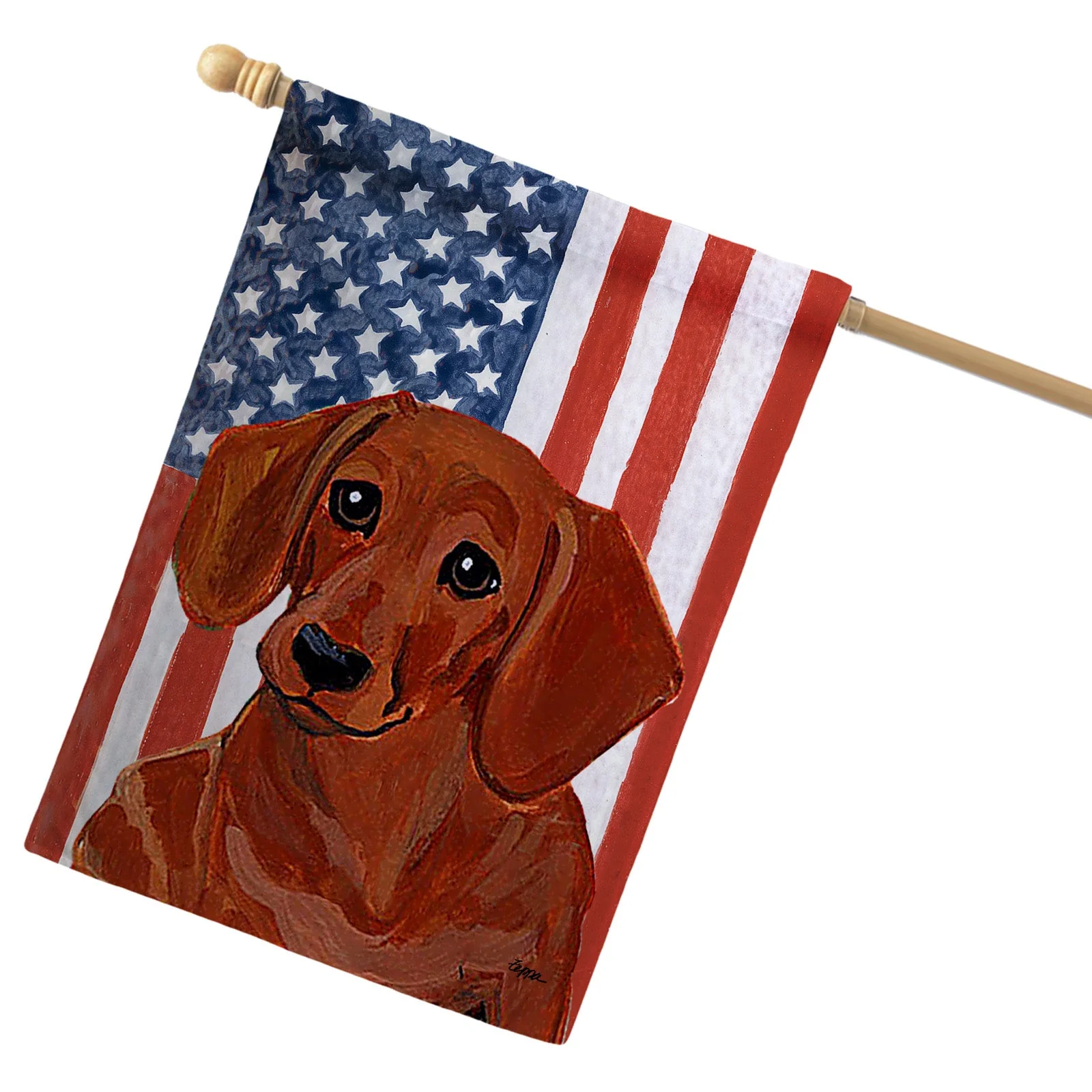 Dachshund Americana House Flag - Image 4