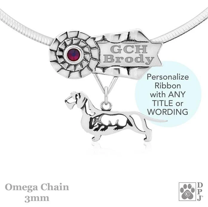 Dachshund, Wirehaired, Body, Engravable Ribbon Charm Holder