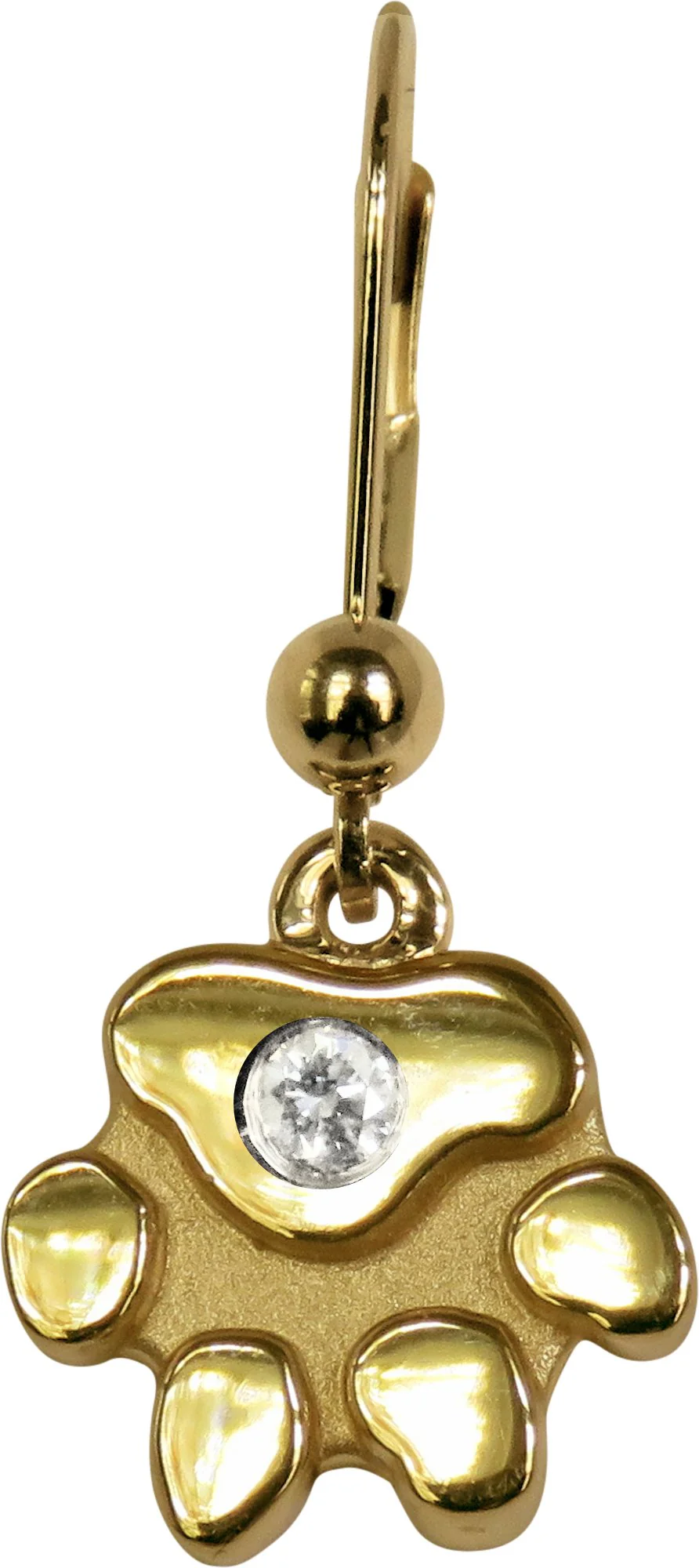 14K Gold Dog Paw Earrings with 2MM Diamond Accents - Image 3