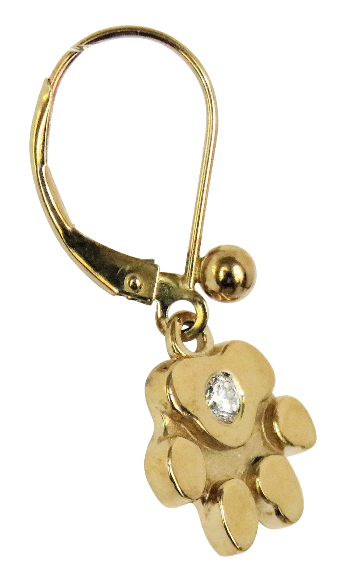14K Gold Dog Paw Earrings with 2MM Diamond Accents - Image 4