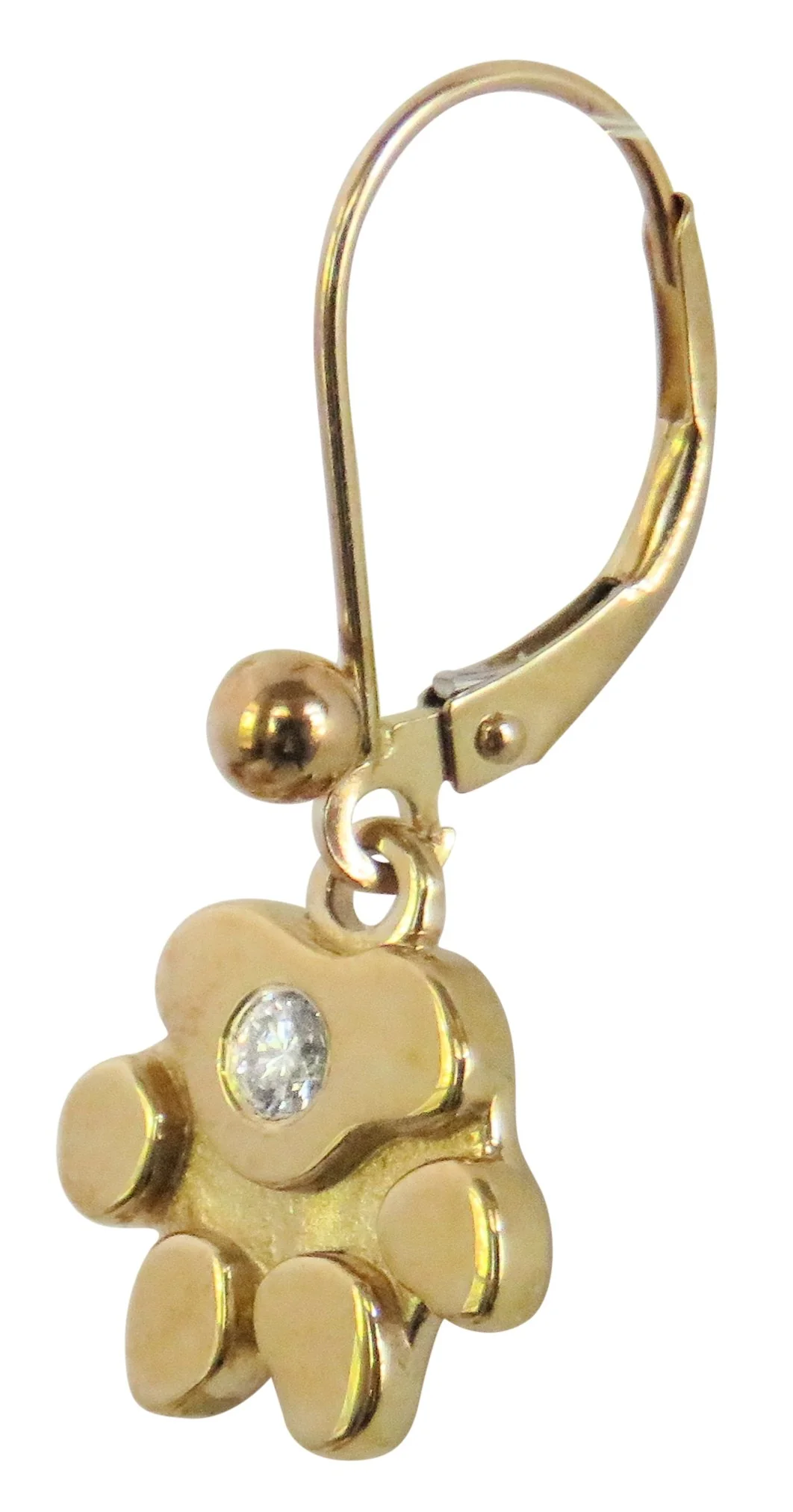 14K Gold Dog Paw Earrings with 2MM Diamond Accents - Image 5