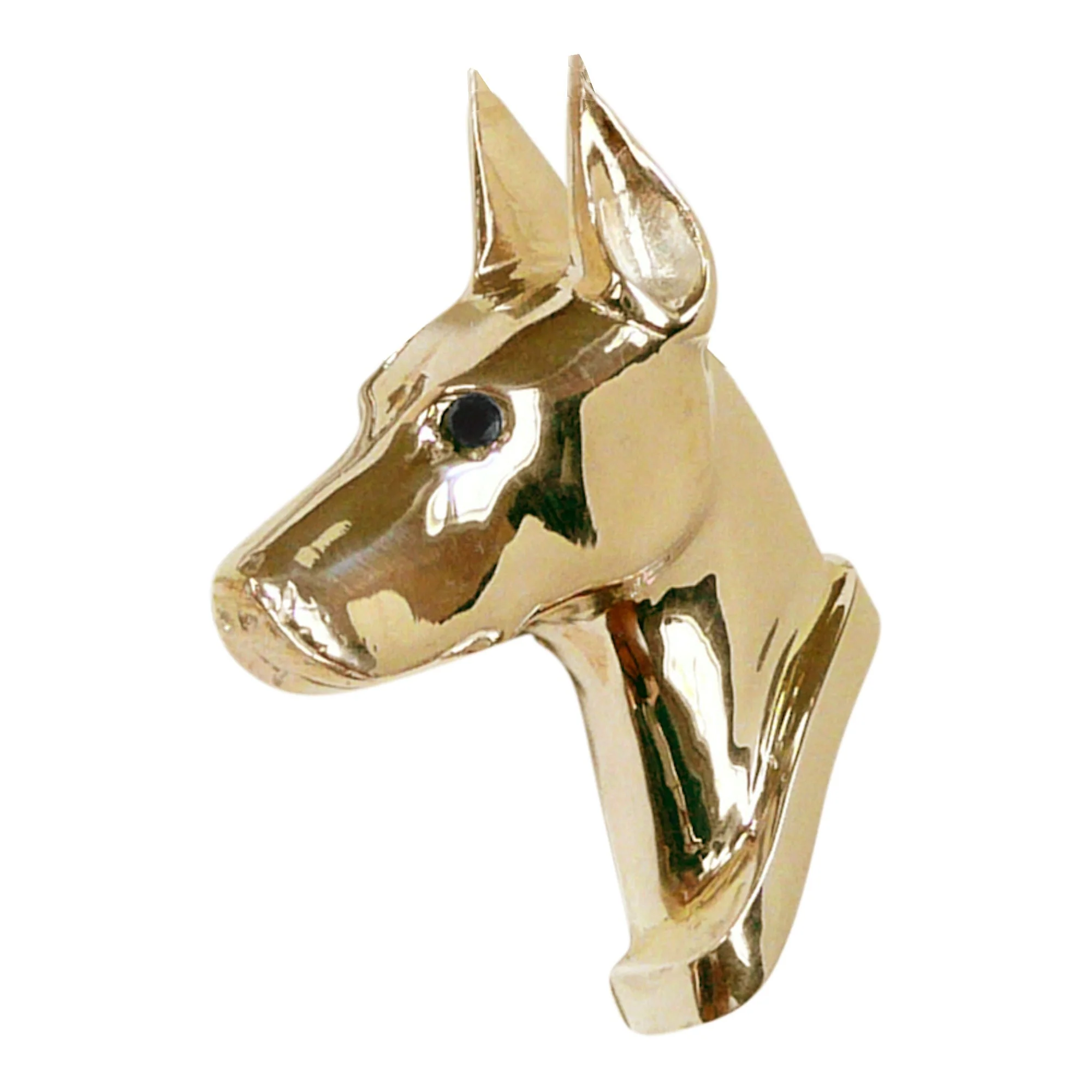 Doberman Pinscher in 14K Gold with Black Diamond Eye Pendant - Image 2