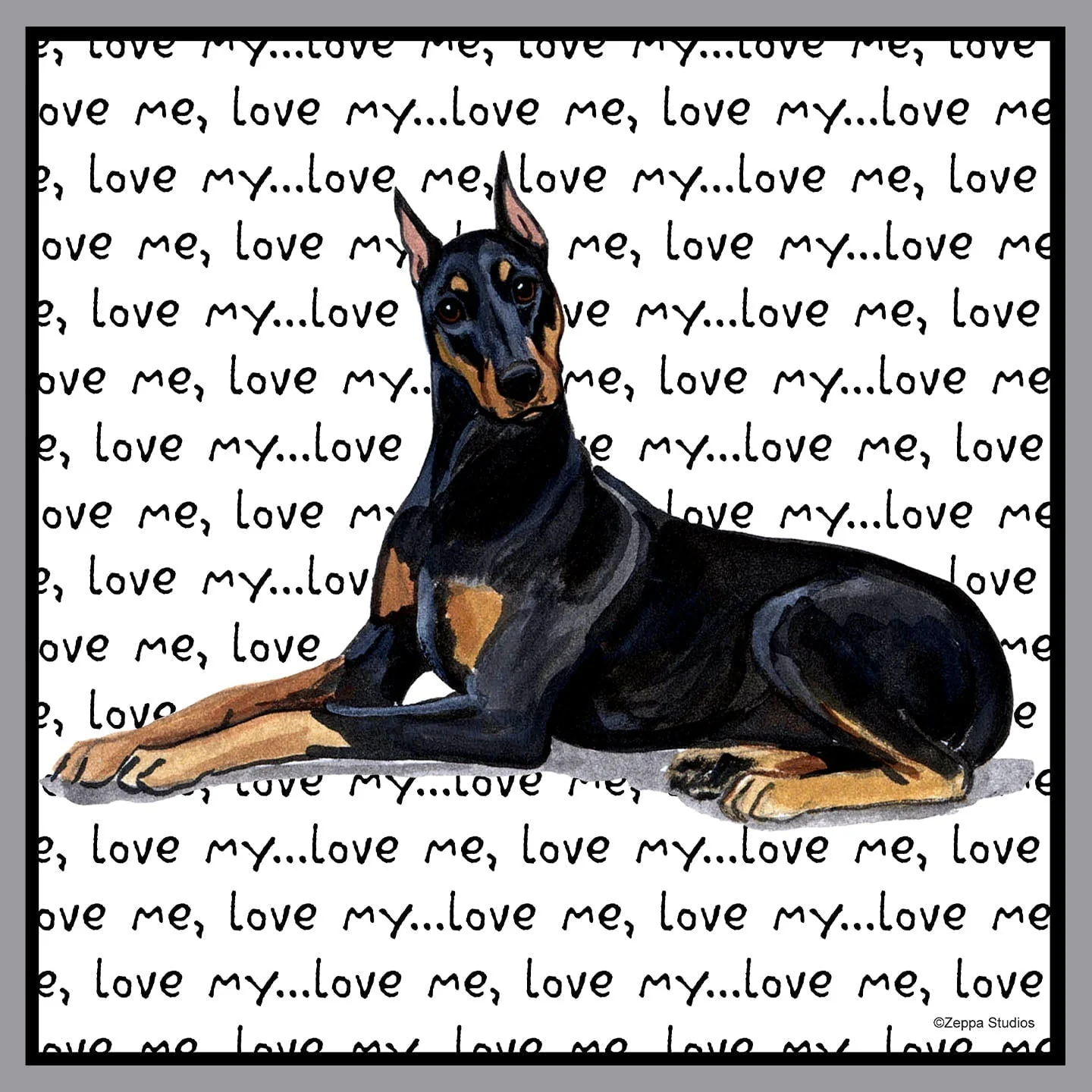 Doberman Pinscher Love Text - Adult Unisex Crewneck Sweatshirt - Image 2