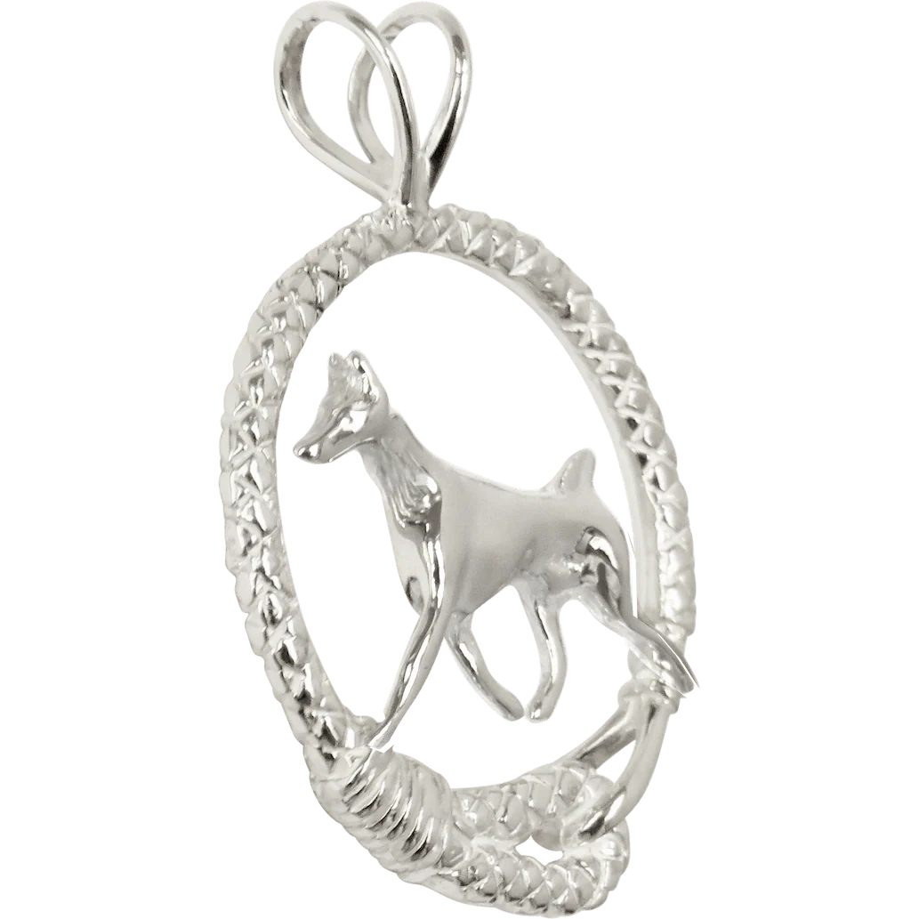 Doberman Pinscher in Solid Sterling Silver Leash Pendant - Image 3