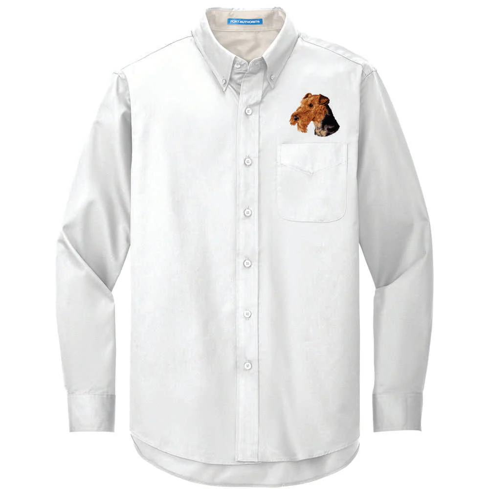 Airedale Terrier Embroidered Long Sleeve Button Up Shirt - Image 2