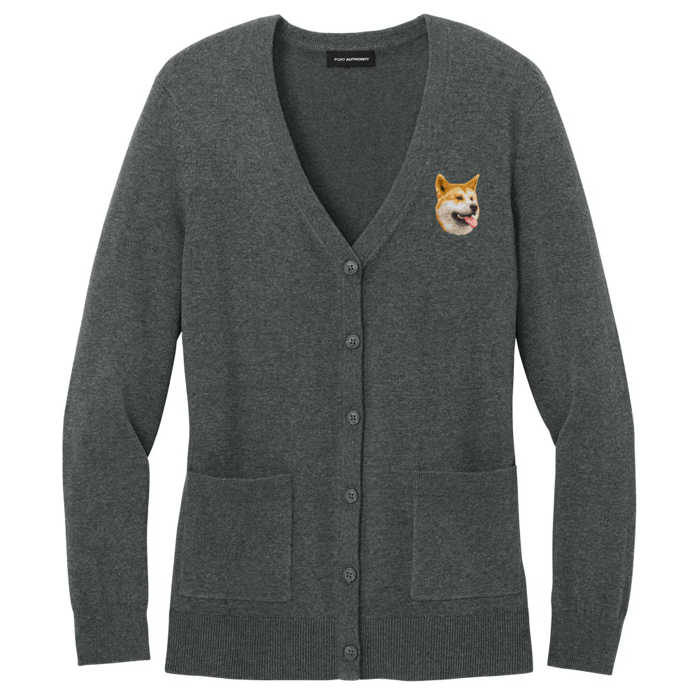 Akita Embroidered Button-Up Cardigan Sweater