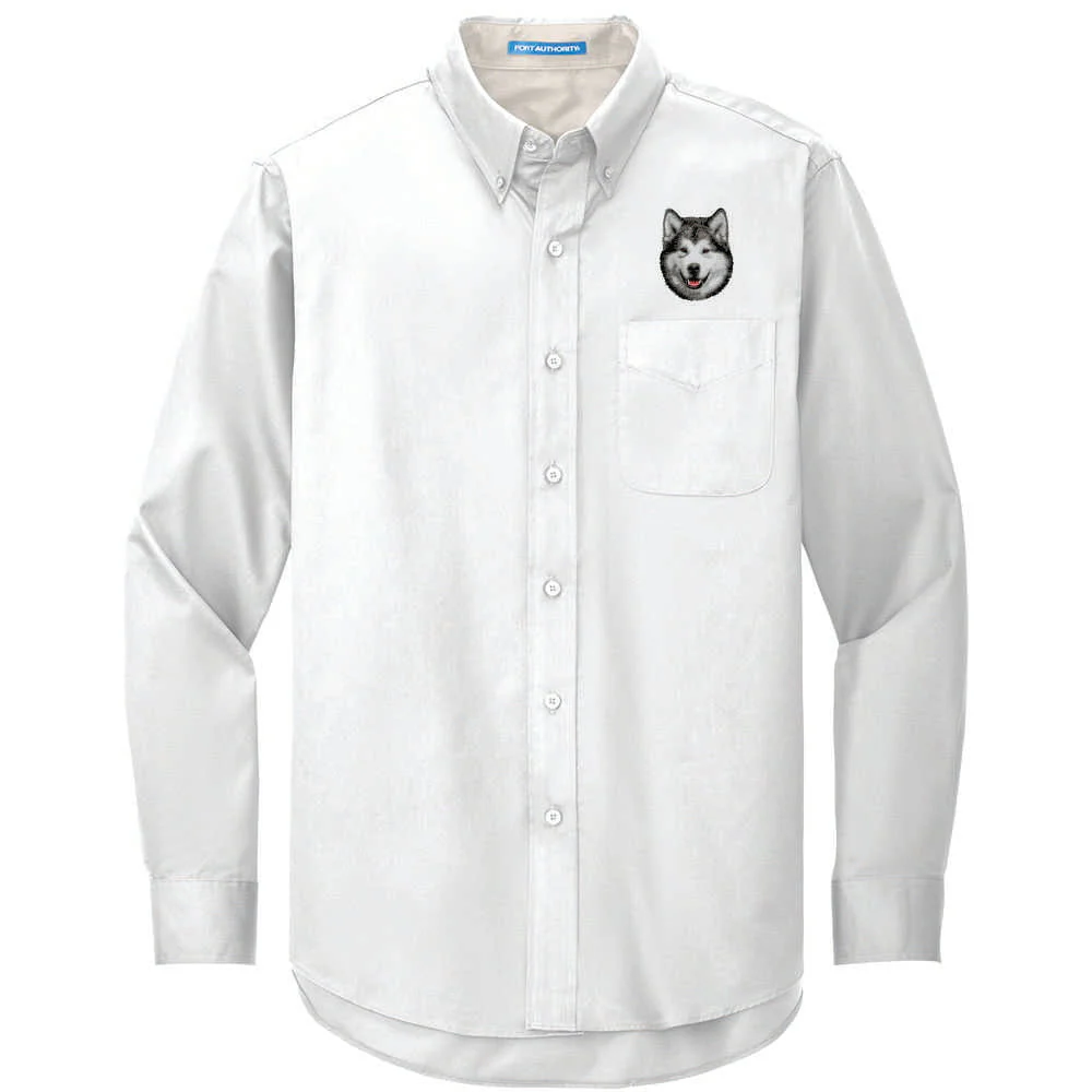 Alaskan Malamute Embroidered Long Sleeve Button Up Shirt - Image 2