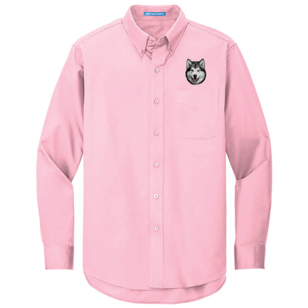 Alaskan Malamute Embroidered Long Sleeve Button Up Shirt - Image 4