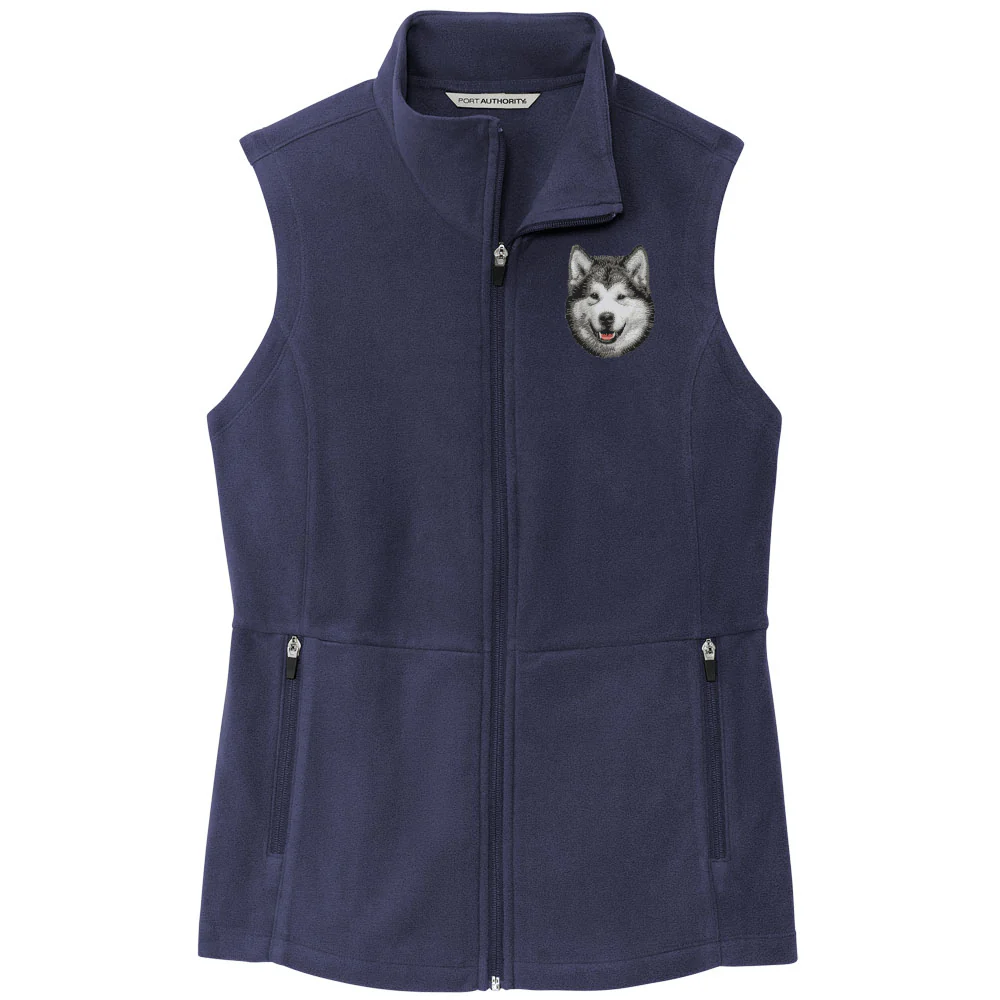 Alaskan Malamute Embroidered Women's Fleece Vest