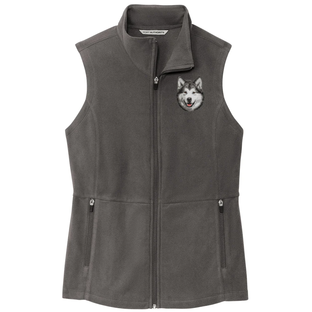 Alaskan Malamute Embroidered Women's Fleece Vest - Image 2