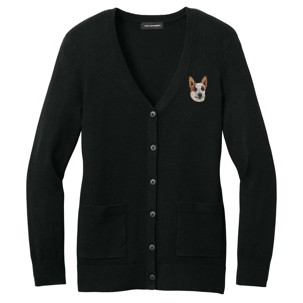 Australian Cattle Dog Embroidered Button-Up Cardigan Sweater - Image 2