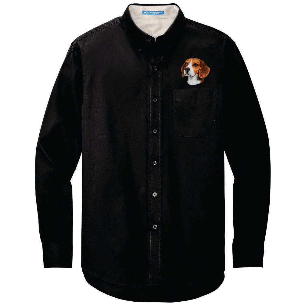 Beagle Embroidered Long Sleeve Button Up Shirt - Image 3