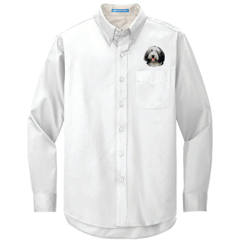 Bearded Collie Embroidered Long Sleeve Button Up Shirt - Image 2