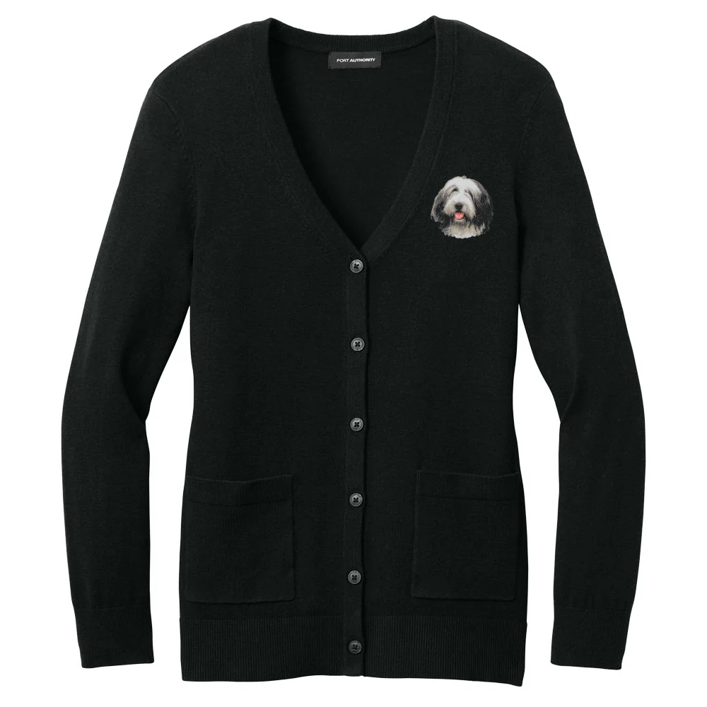 Bearded Collie Embroidered Button-Up Cardigan Sweater - Image 2