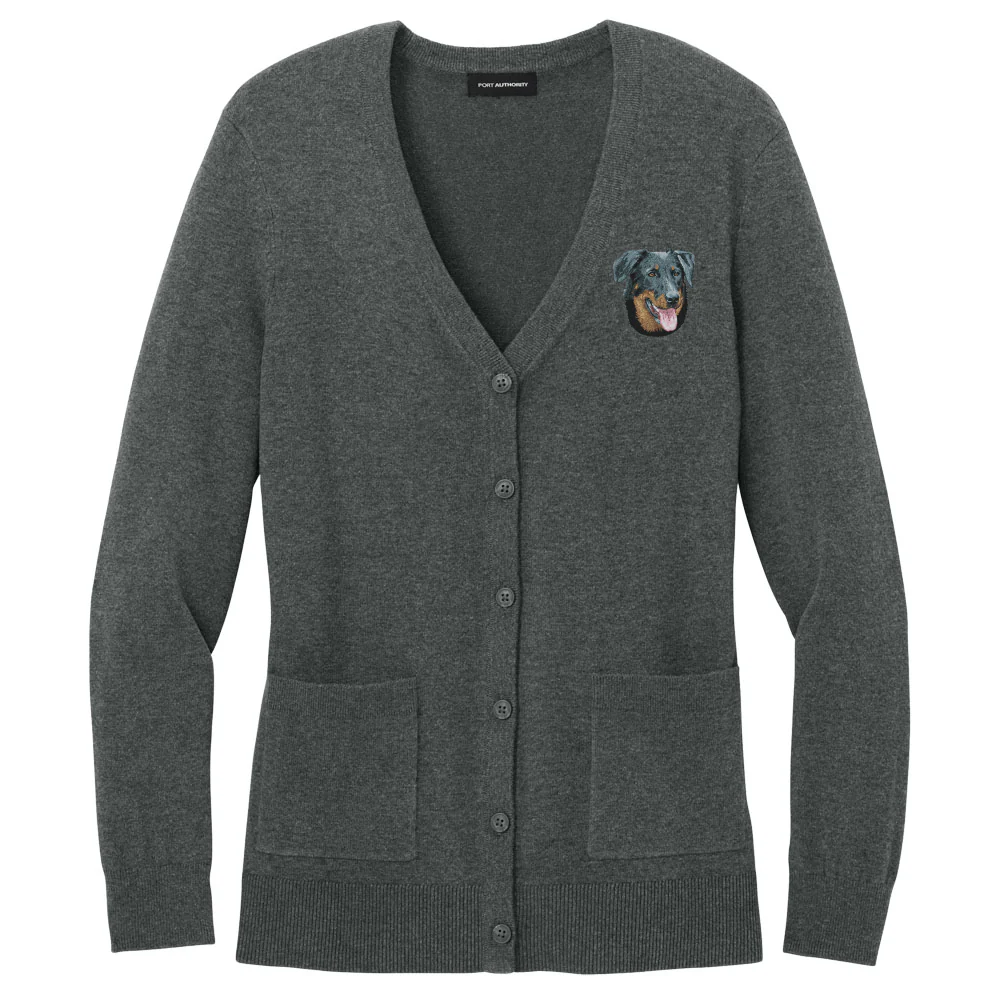 Beauceron Embroidered Button-Up Cardigan Sweater