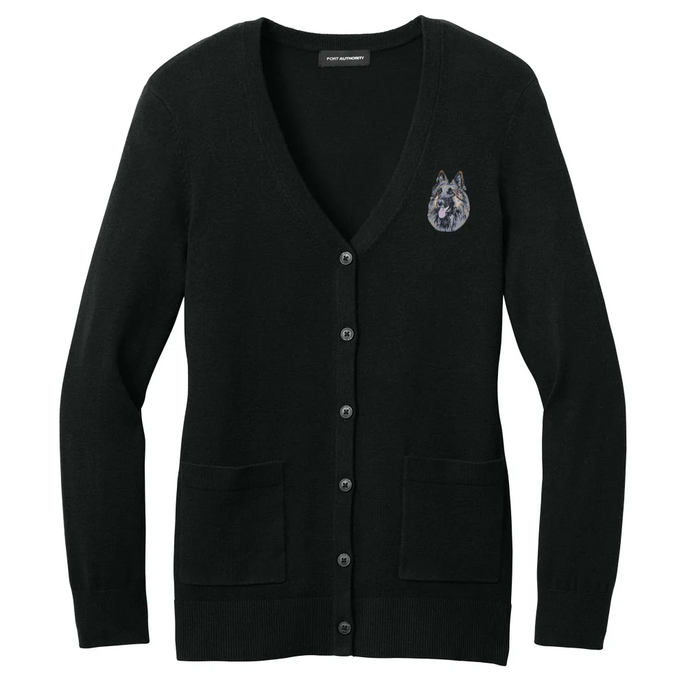 Belgian Tervuren Embroidered Button-Up Cardigan Sweater - Image 4
