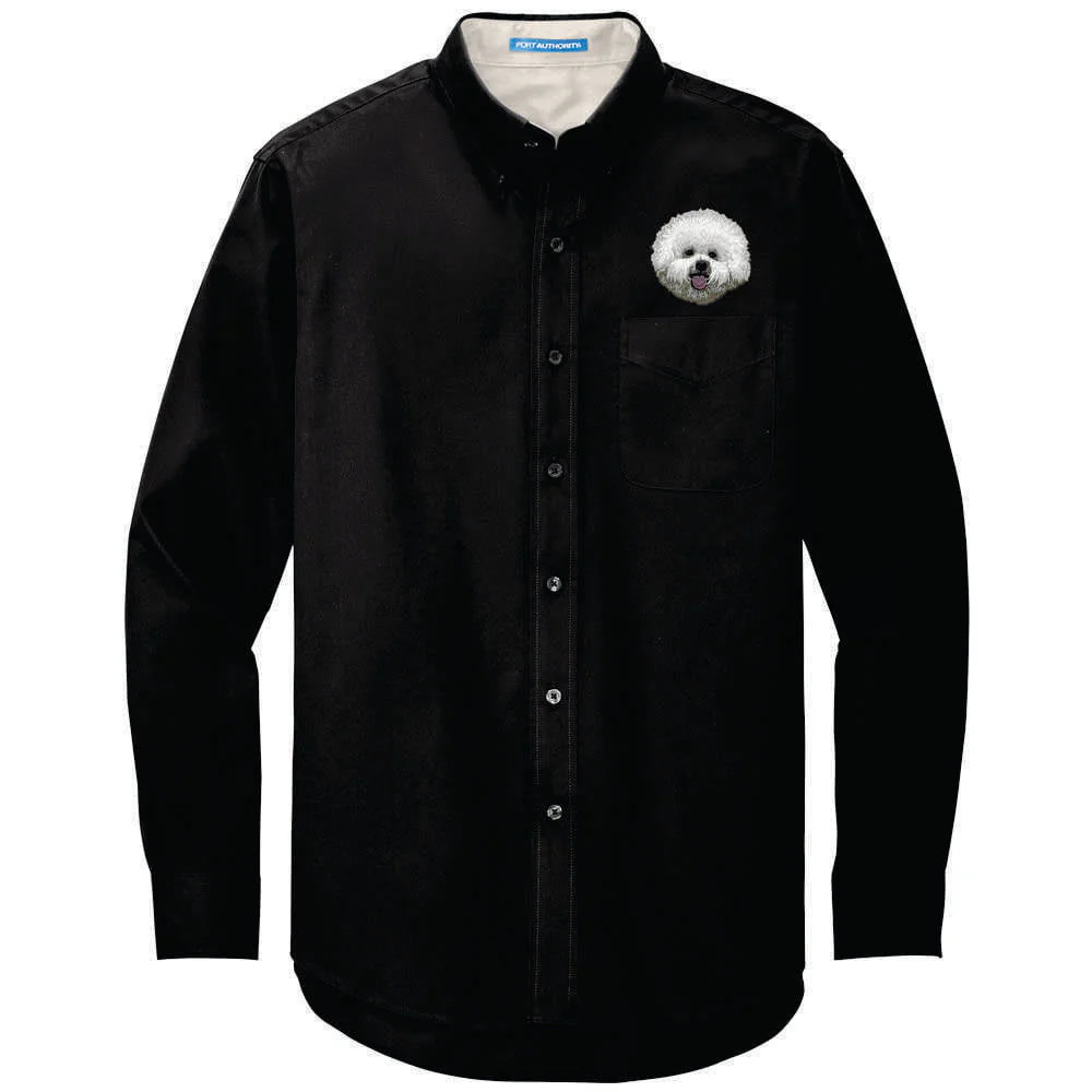 Bichon Frise Embroidered Long Sleeve Button Up Shirt - Image 3