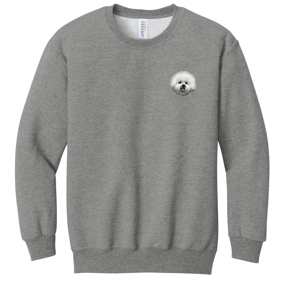 Bichon Frise Embroidered Youth Crewneck Sweatshirt