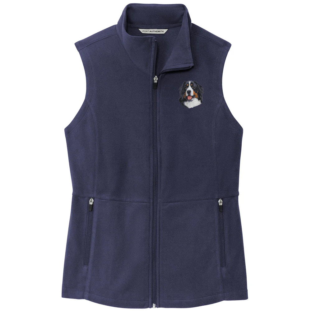 Bernese Mountain Dog Embroidered Women's Fleece Vest