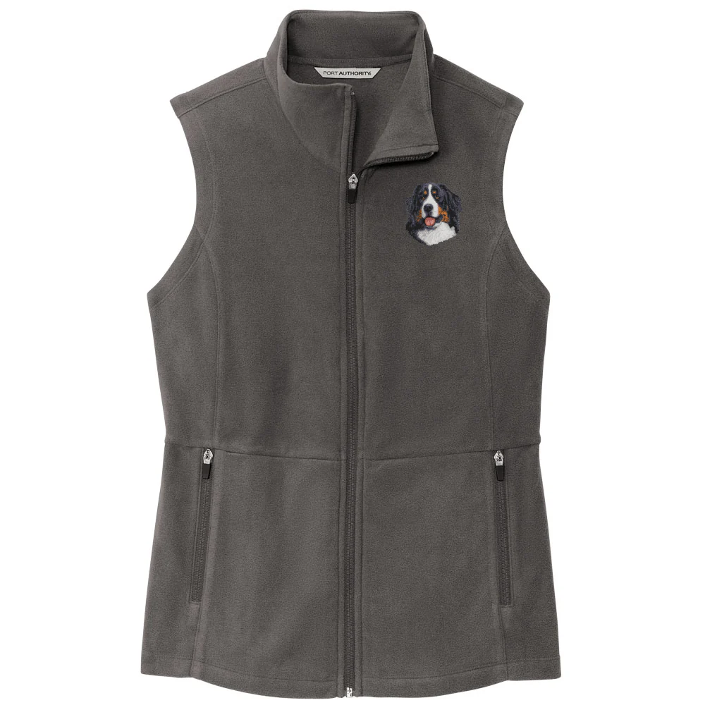 Bernese Mountain Dog Embroidered Women's Fleece Vest - Image 2