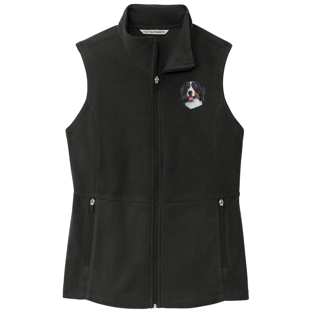 Bernese Mountain Dog Embroidered Women's Fleece Vest - Image 3