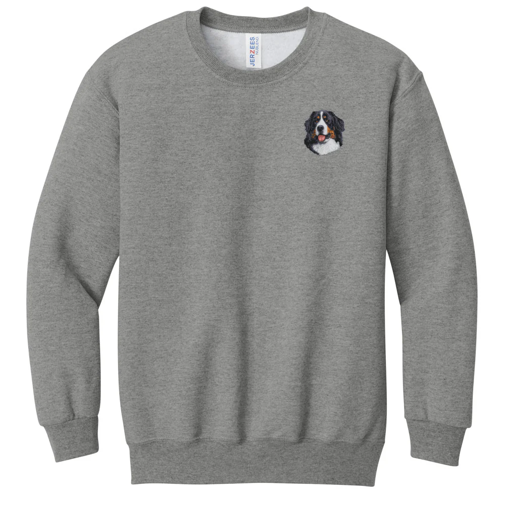 Bernese Mountain Dog Embroidered Youth Crewneck Sweatshirt