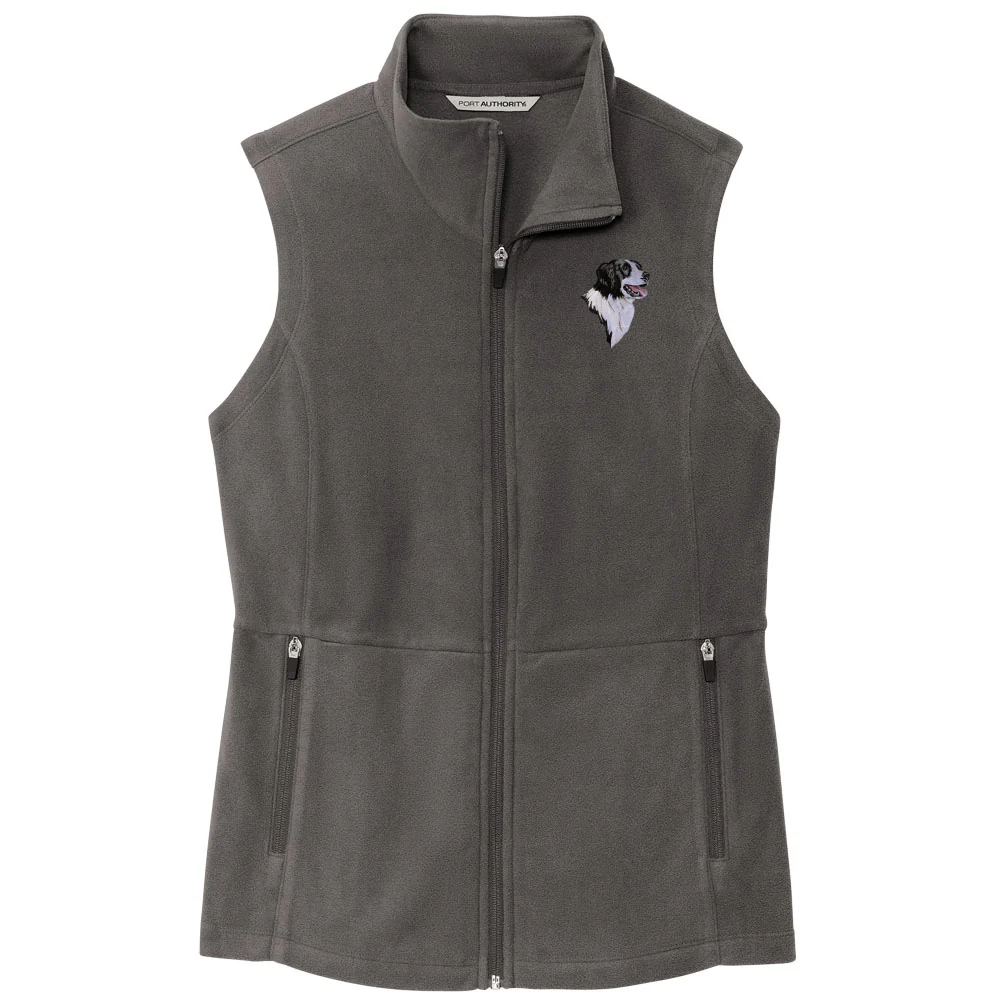 Border Collie Embroidered Women's Fleece Vest - Image 2