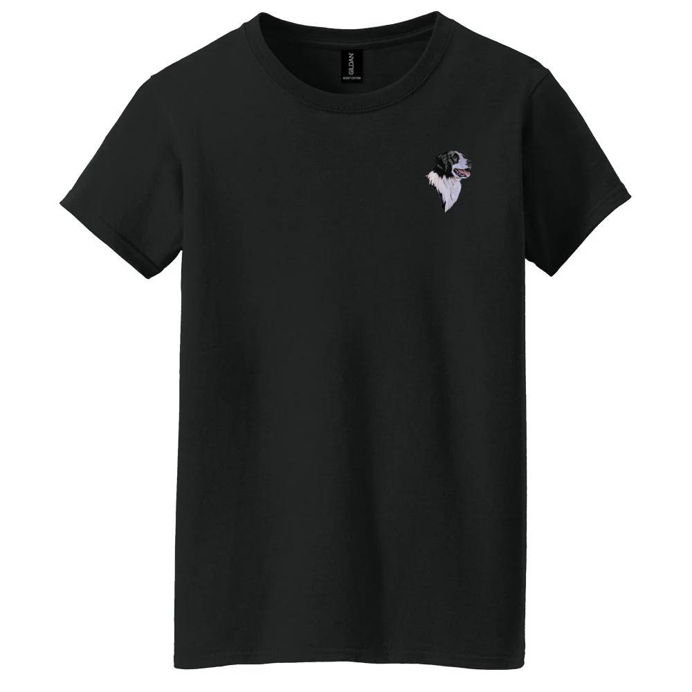 Border Collie Embroidered Women's T-Shirt - Image 3