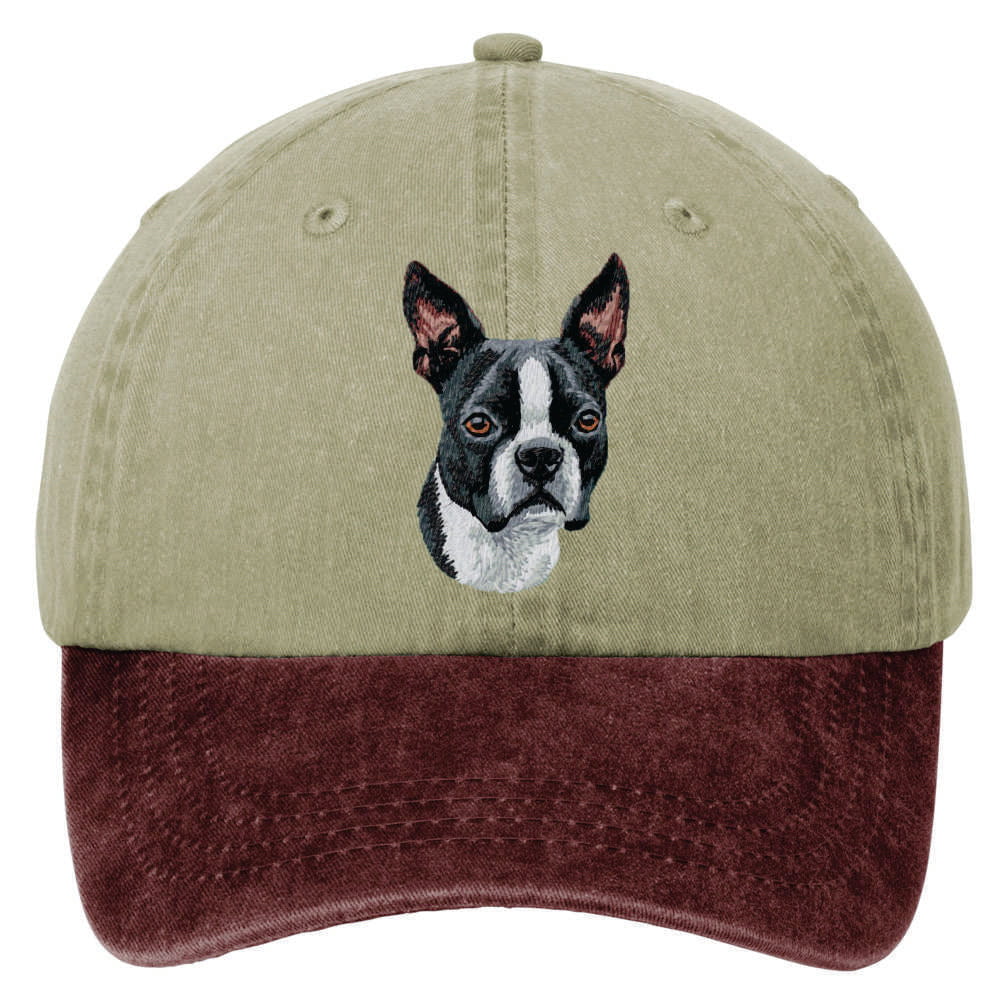 Boston Terrier  Embroidered Two Tone Baseball Cap - Image 2