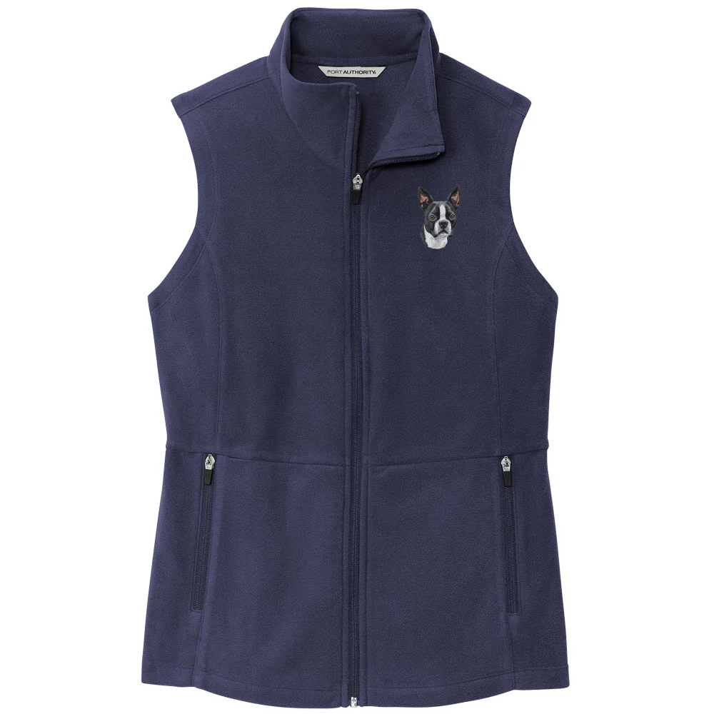 Boston Terrier Embroidered Women's Fleece Vest