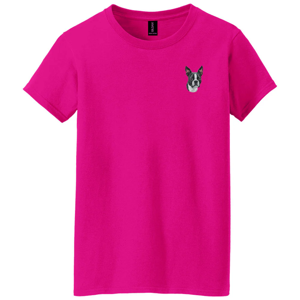 Boston Terrier Embroidered Women's T-Shirt