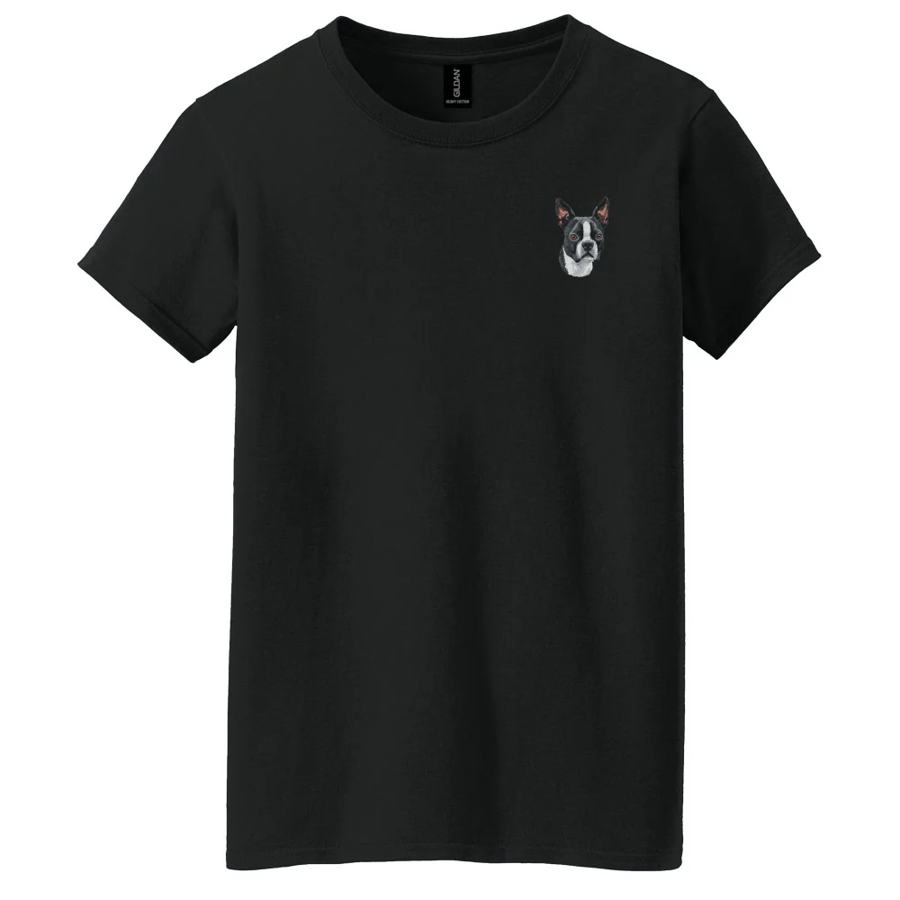 Boston Terrier Embroidered Women's T-Shirt - Image 3