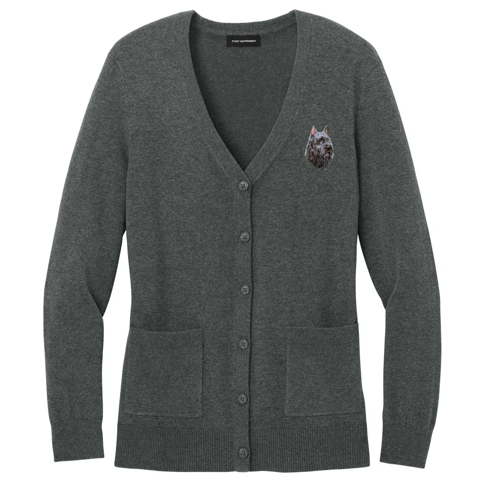 Bouvier des Flandres Embroidered Button-Up Cardigan Sweater