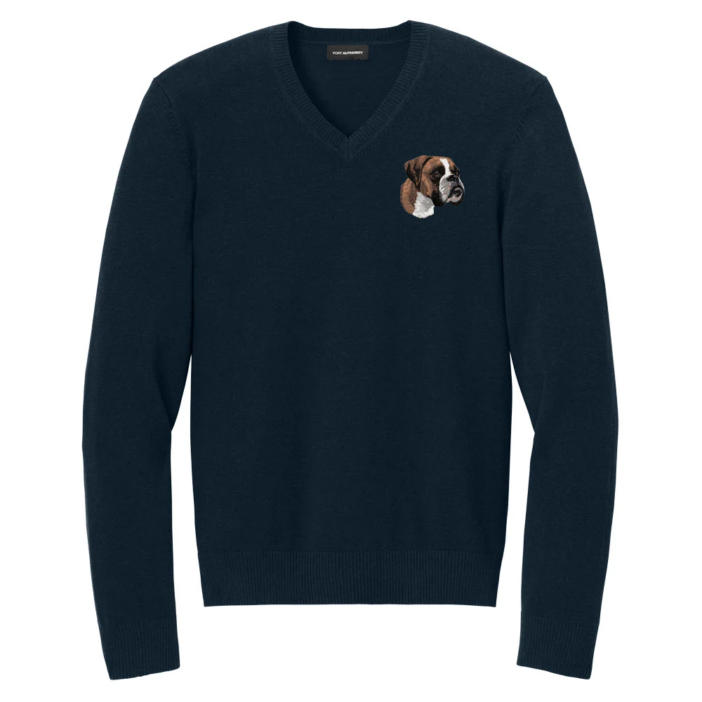 Boxer Embroidered V-Neck Sweater