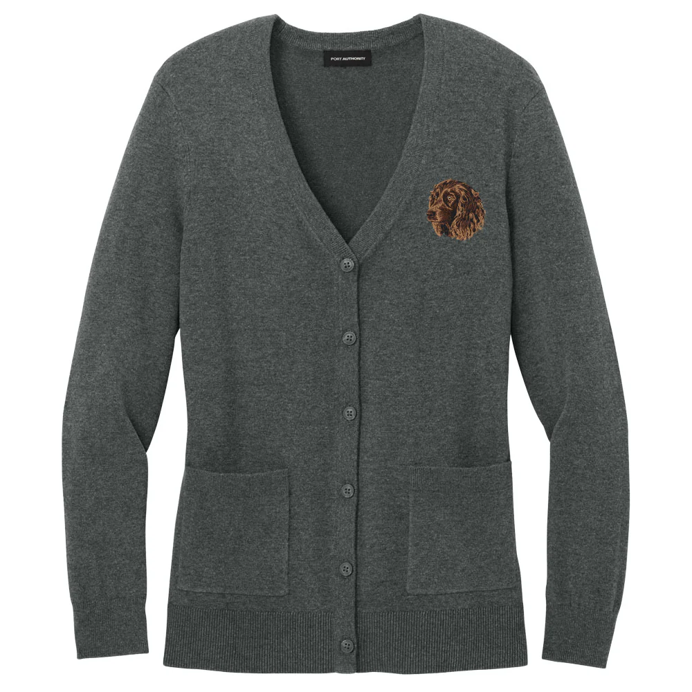 Boykin Spaniel Embroidered Button-Up Cardigan Sweater