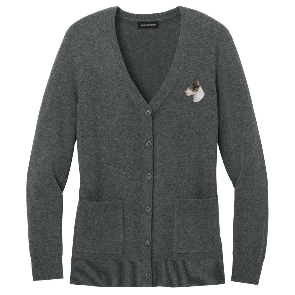 Bull Terrier Embroidered Button-Up Cardigan Sweater - Image 2