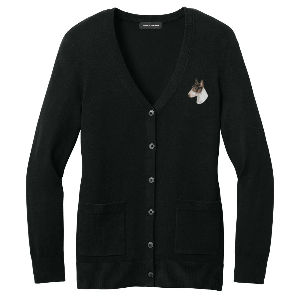 Bull Terrier Embroidered Button-Up Cardigan Sweater - Image 4