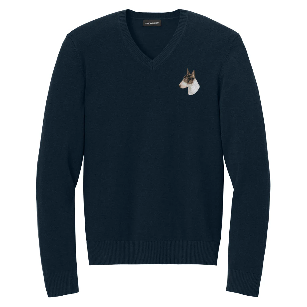 Bull Terrier Embroidered V-Neck Sweater - Image 2